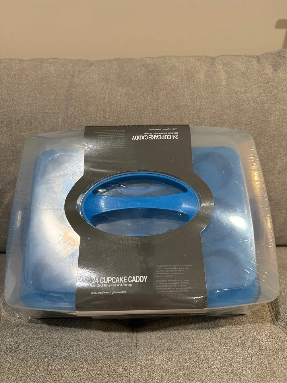 Blue 24-Cup Cupcake Caddy with Handle